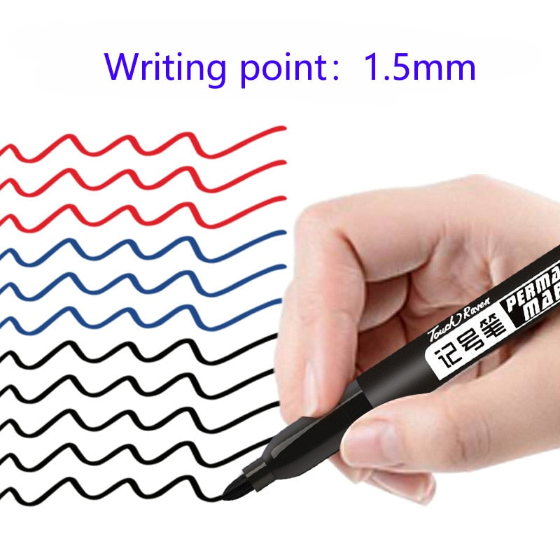 3 pcs/Set Permanent Marker Pen Waterproof Ink Fine Point Black Blue Red Oil Ink 1.5mm Round Toe Fine Color Marker Pens