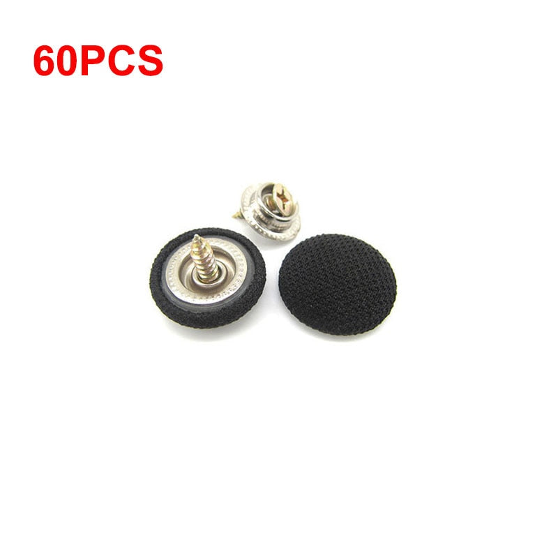 30/60Pcs Car Interior Roof Buckles Headliner Ceiling Cloth Fixing Screw Care Fabric Buckle Rivets Retainer Cap Repair Automotive black-60pcs