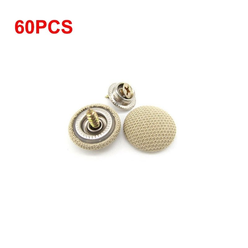 30/60Pcs Car Interior Roof Buckles Headliner Ceiling Cloth Fixing Screw Care Fabric Buckle Rivets Retainer Cap Repair Automotive beige-60pcs