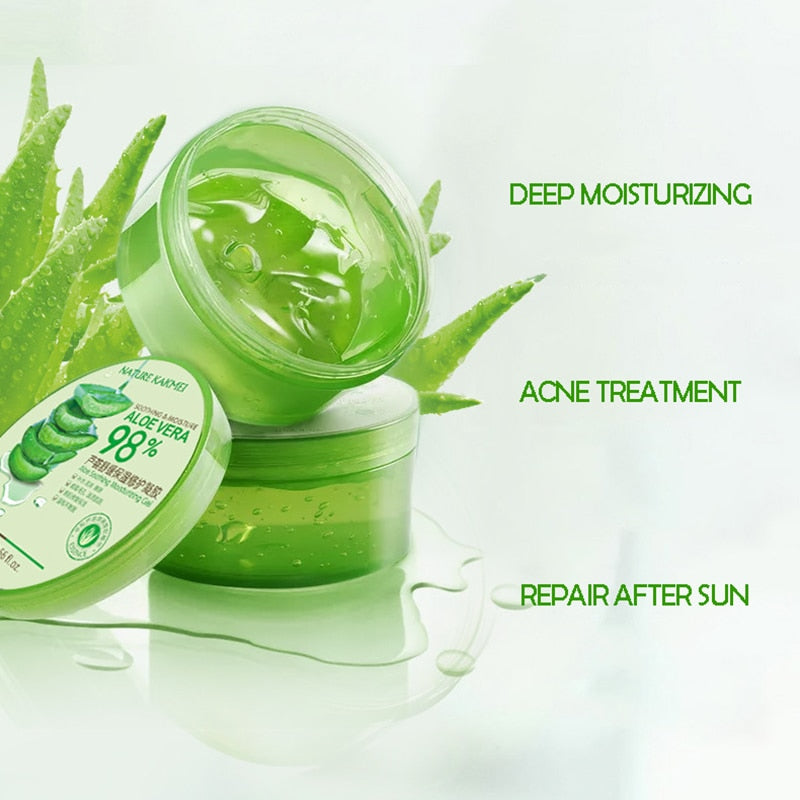 300g Aloe Vera Gel Pure Natural 98% Face Cream Moisturizer Soothing Gel Acne Treatment Scar Remove Sunburn Repair Aloe Cream
