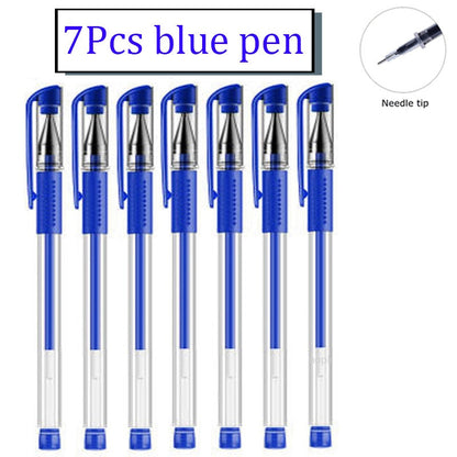35 PCS Gel Pen Set School Supplies Black Blue Red Ink Color 0.5mm Ballpoint Pen Kawaii Pen Writing Tool School Office Stationery 7Pcs Blue pen A