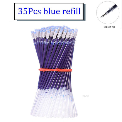 35 PCS Gel Pen Set School Supplies Black Blue Red Ink Color 0.5mm Ballpoint Pen Kawaii Pen Writing Tool School Office Stationery 35Pcs Blue Refill B