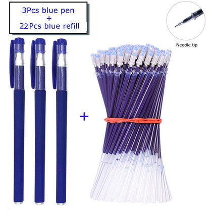 35 PCS Gel Pen Set School Supplies Black Blue Red Ink Color 0.5mm Ballpoint Pen Kawaii Pen Writing Tool School Office Stationery 25Pcs Blue set B