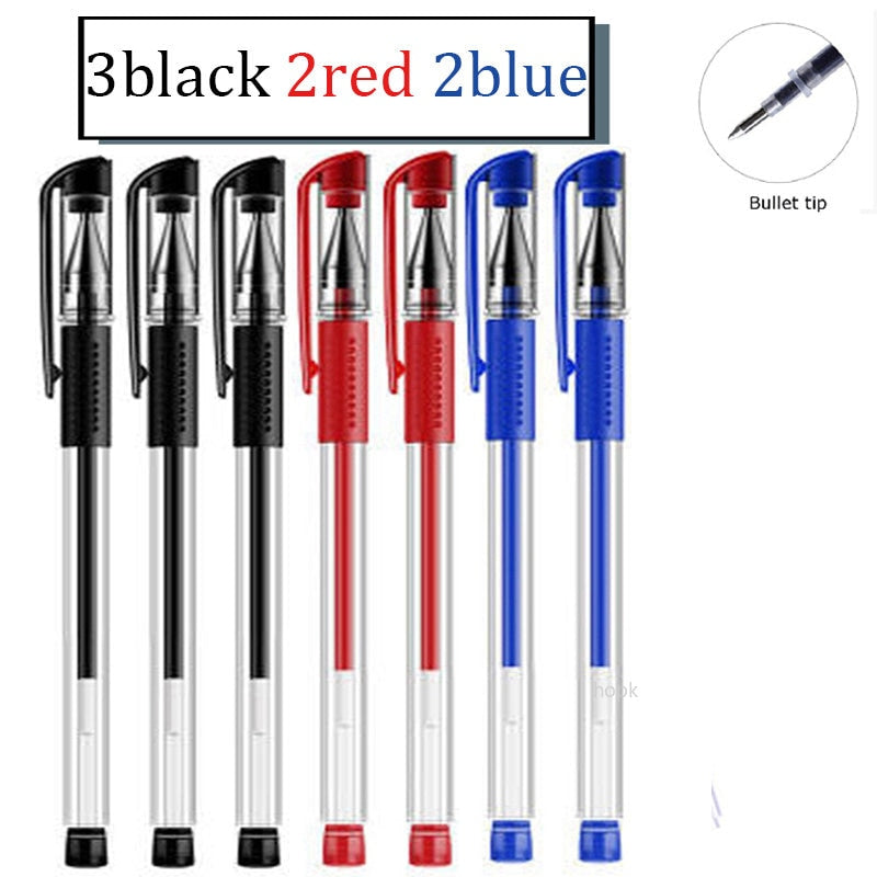 35 PCS Gel Pen Set School Supplies Black Blue Red Ink Color 0.5mm Ballpoint Pen Kawaii Pen Writing Tool School Office Stationery 7Pcs Mix pen C