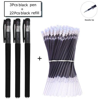 35 PCS Gel Pen Set School Supplies Black Blue Red Ink Color 0.5mm Ballpoint Pen Kawaii Pen Writing Tool School Office Stationery 25Pcs Black set B