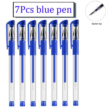 35 PCS Gel Pen Set School Supplies Black Blue Red Ink Color 0.5mm Ballpoint Pen Kawaii Pen Writing Tool School Office Stationery 7Pcs Blue pen C