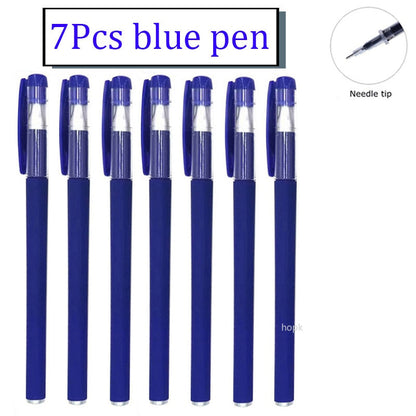 35 PCS Gel Pen Set School Supplies Black Blue Red Ink Color 0.5mm Ballpoint Pen Kawaii Pen Writing Tool School Office Stationery 7Pcs Blue pen B