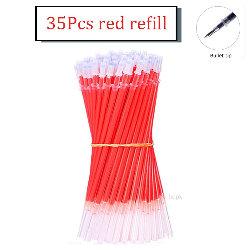 35 PCS Gel Pen Set School Supplies Black Blue Red Ink Color 0.5mm Ballpoint Pen Kawaii Pen Writing Tool School Office Stationery 35Pcs Red Refill B