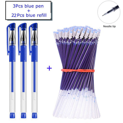 35 PCS Gel Pen Set School Supplies Black Blue Red Ink Color 0.5mm Ballpoint Pen Kawaii Pen Writing Tool School Office Stationery 25Pcs Blue set A
