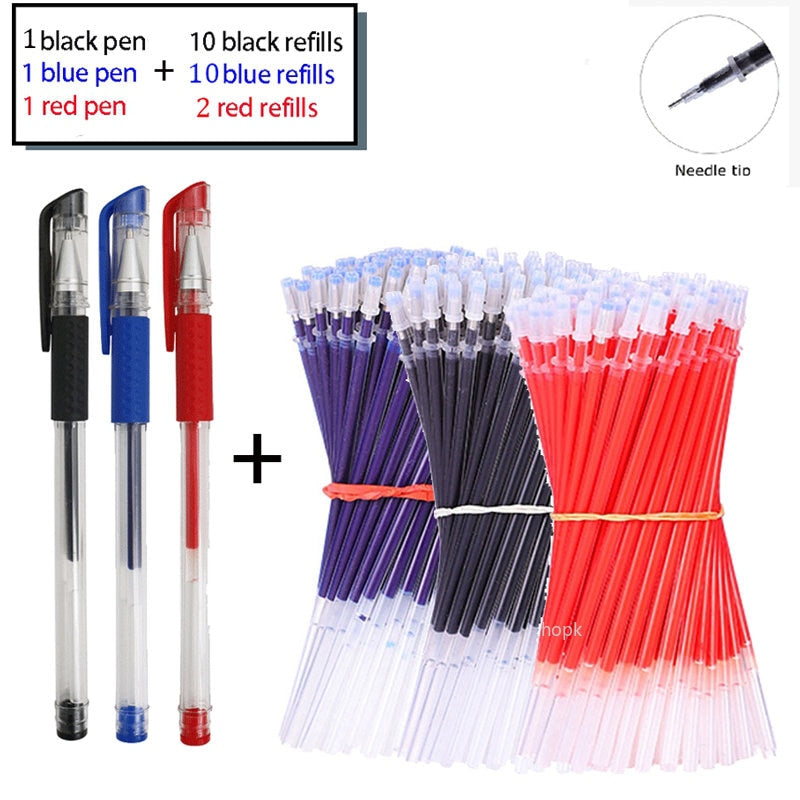 35 PCS Gel Pen Set School Supplies Black Blue Red Ink Color 0.5mm Ballpoint Pen Kawaii Pen Writing Tool School Office Stationery 25Pcs Mix set A