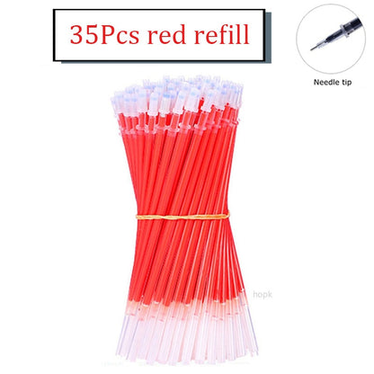 35 PCS Gel Pen Set School Supplies Black Blue Red Ink Color 0.5mm Ballpoint Pen Kawaii Pen Writing Tool School Office Stationery 35Pcs Red Refill A