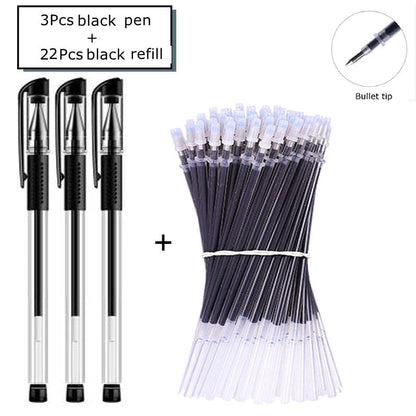 35 PCS Gel Pen Set School Supplies Black Blue Red Ink Color 0.5mm Ballpoint Pen Kawaii Pen Writing Tool School Office Stationery 25Pcs Black set C