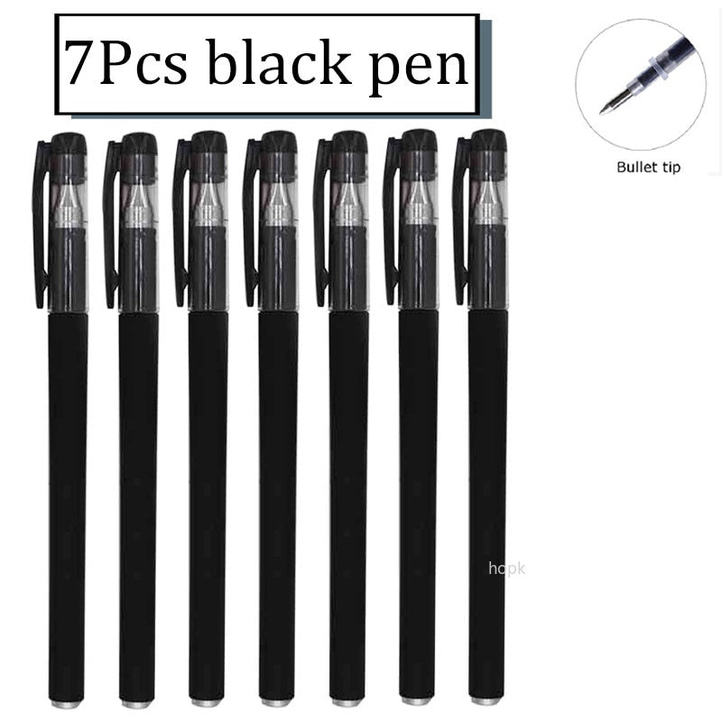 35 PCS Gel Pen Set School Supplies Black Blue Red Ink Color 0.5mm Ballpoint Pen Kawaii Pen Writing Tool School Office Stationery 7Pcs Black pen D