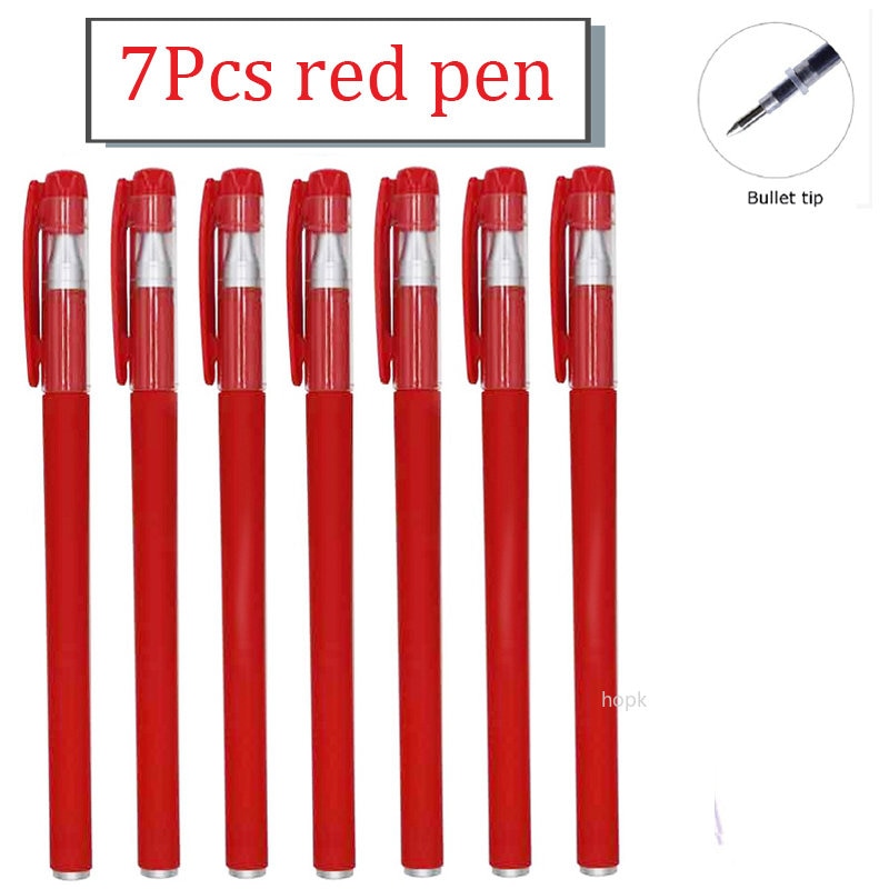 35 PCS Gel Pen Set School Supplies Black Blue Red Ink Color 0.5mm Ballpoint Pen Kawaii Pen Writing Tool School Office Stationery 7Pcs Red pen D