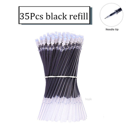 35 PCS Gel Pen Set School Supplies Black Blue Red Ink Color 0.5mm Ballpoint Pen Kawaii Pen Writing Tool School Office Stationery 35Pcs Black Refill A