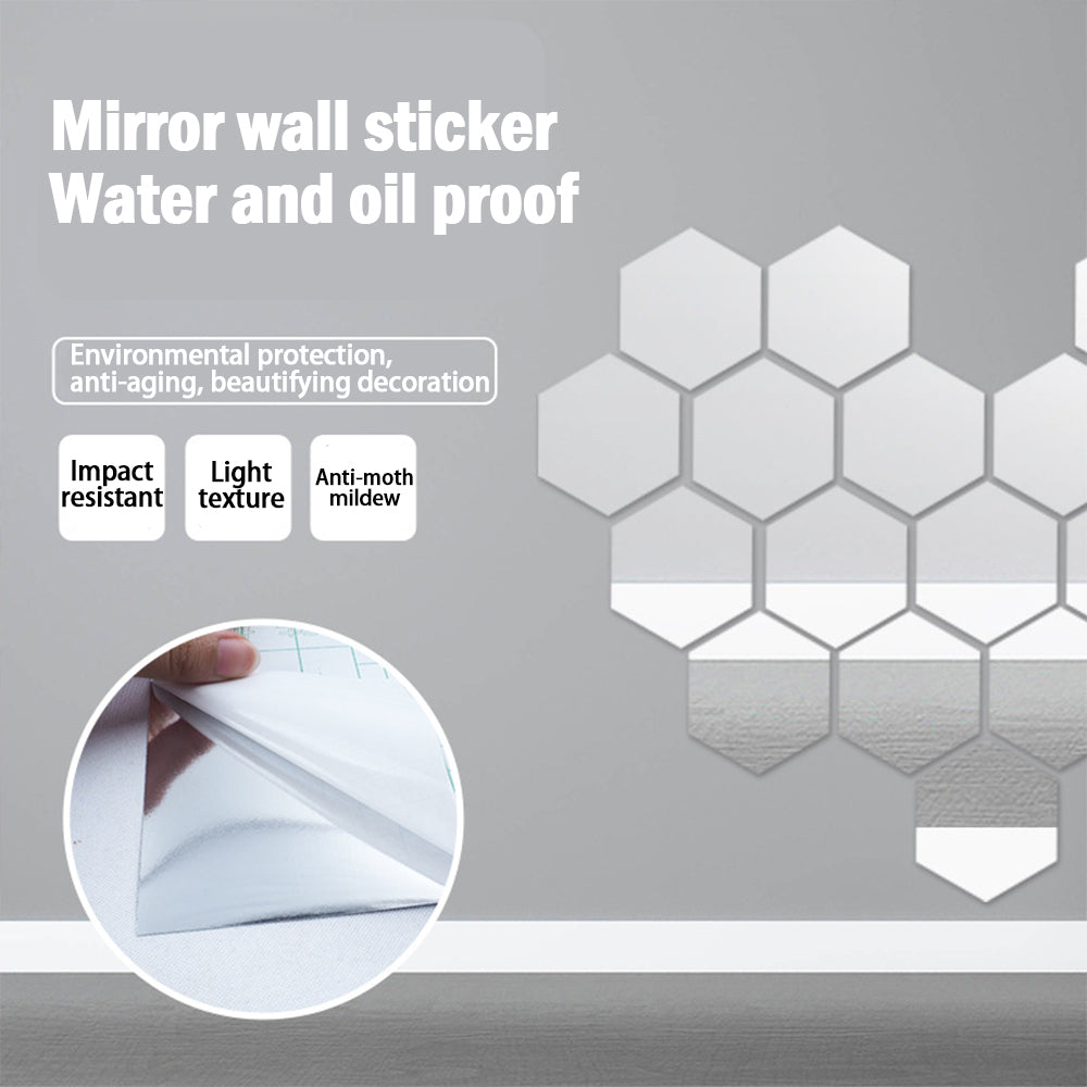 3D Acrylic Mirror Stickers Flexible Thicken-2mm Self-adhesive DIY Art Mirror Wall Stickers Decoration for Wardrobe Bathroom Home