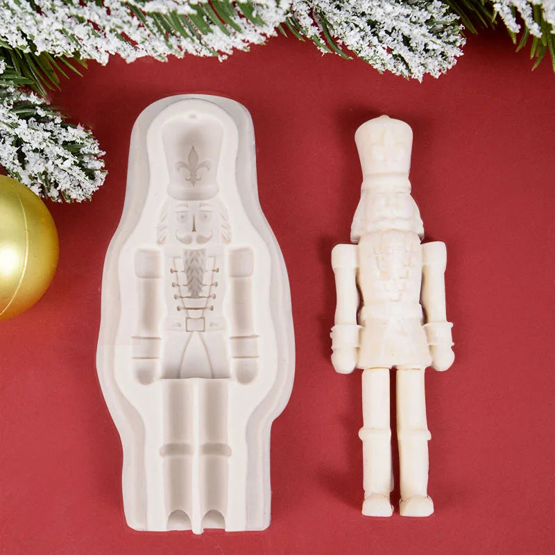 3D Christmas Nutcracker Soldier Silicone Molds Chocolate Dessert Candy Fondant Moulds Xmas New Year Party Cake Decoration Tools