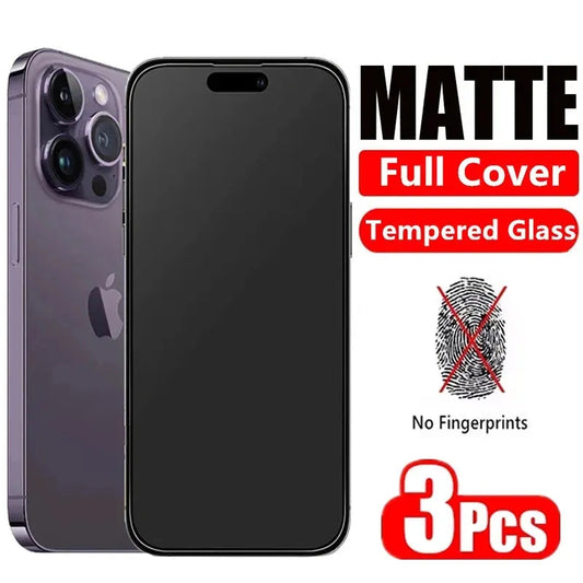 3Pcs Matte Tempered Glass for iPhone 14 12 11 13 Pro Max 7 8 Plus Frosted Screen Protectors for iPhone 15 13 12 Mini X XR XS MAX 3Pcs Matte Glass