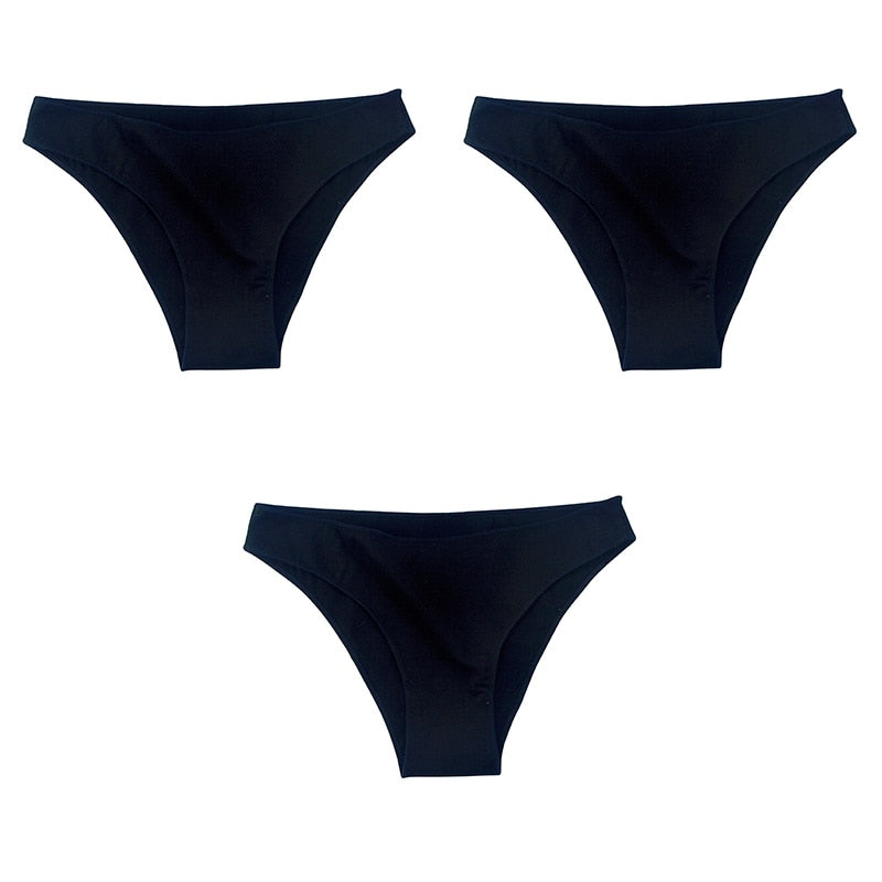 3Pcs/Set Women's Cotton Panties Female Underwear Solid Color Comfortable Briefs High Elasticity Underpants Size M-XXL 20 3pcs