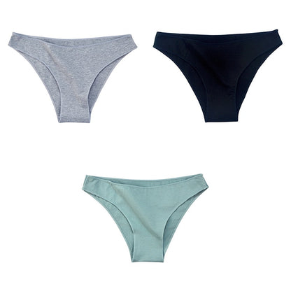 3Pcs/Set Women's Cotton Panties Female Underwear Solid Color Comfortable Briefs High Elasticity Underpants Size M-XXL 15 3pcs