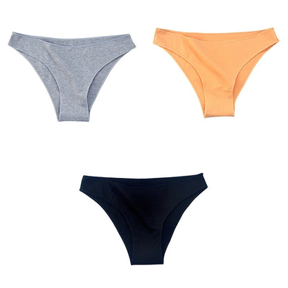 3Pcs/Set Women's Cotton Panties Female Underwear Solid Color Comfortable Briefs High Elasticity Underpants Size M-XXL 11 3pcs