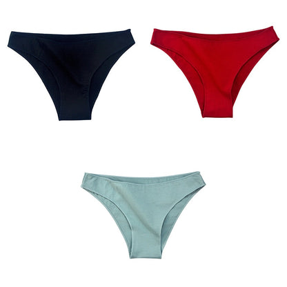 3Pcs/Set Women's Cotton Panties Female Underwear Solid Color Comfortable Briefs High Elasticity Underpants Size M-XXL 19 3pcs