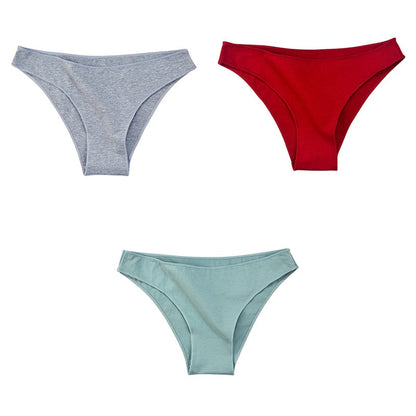 3Pcs/Set Women's Cotton Panties Female Underwear Solid Color Comfortable Briefs High Elasticity Underpants Size M-XXL 16 3pcs