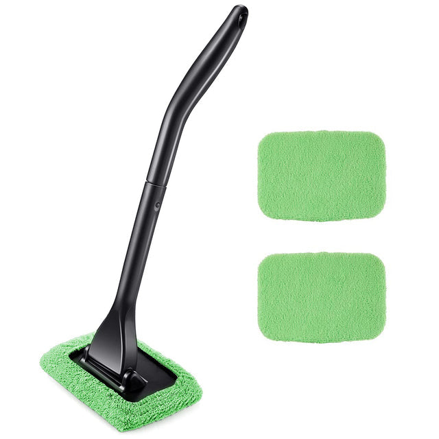 3pcs Car Window Cleaner Brush Kit Windshield Wiper Microfiber Wiper Cleaner Cleaning Brush Auto Cleaning Wash Tool Long Handle Green