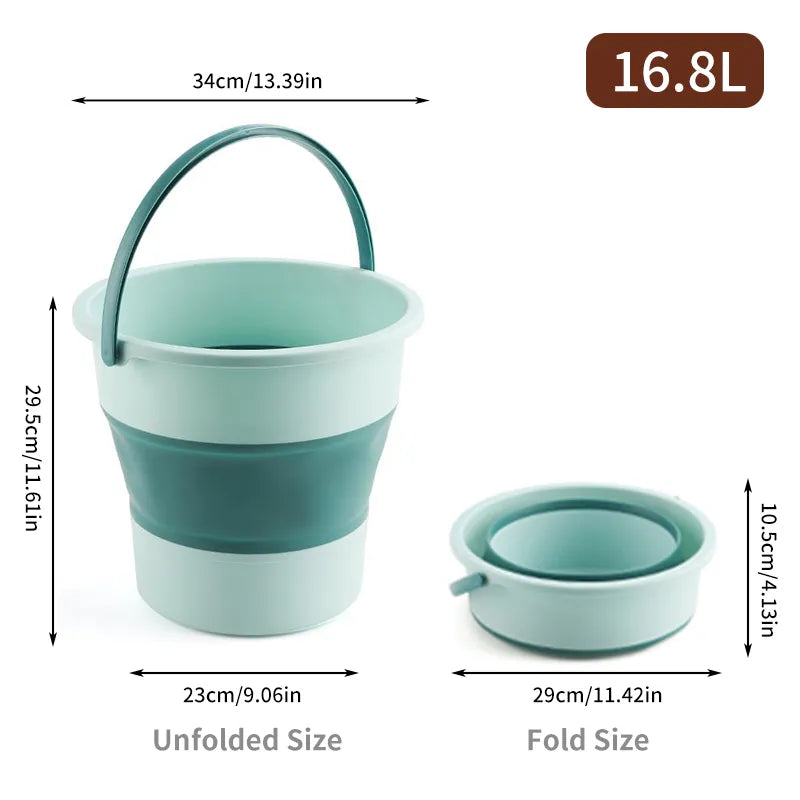 4.6-16.8L Portable Foldable Bucket Basin Tourism Outdoor Cleaning Bucket Fishing Camping Car Washing Mop Space Saving Buckets Blue 16.8L
