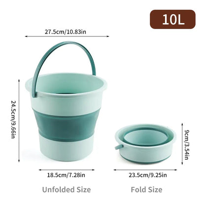 4.6-16.8L Portable Foldable Bucket Basin Tourism Outdoor Cleaning Bucket Fishing Camping Car Washing Mop Space Saving Buckets Blue 10L
