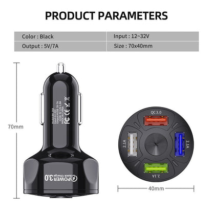 4 Ports USB Car Charge 48W Quick 7A Mini Fast Charging For iPhone 11 Xiaomi Huawei Mobile Phone Charger Adapter in Car