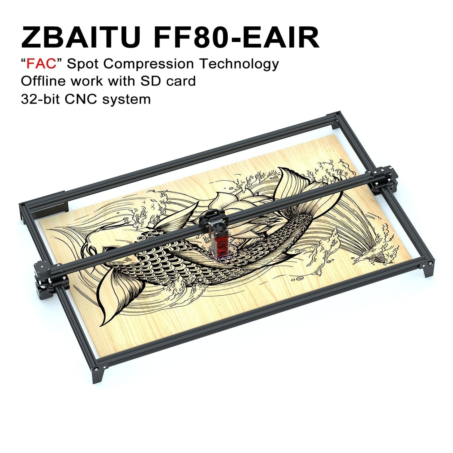 40-80W Laser Engraving Machine for Wood, Leather & Metal with CNC, FAC Wifi & Optical Output M81-FF80-EAIR