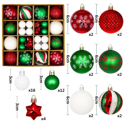 44Pcs Christmas Ball Ornament Set Xmas Tree Hanging Pendant Merry Christmas Decoration for Home Navidad New Year Party Gift D as picture