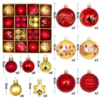 44Pcs Christmas Ball Ornament Set Xmas Tree Hanging Pendant Merry Christmas Decoration for Home Navidad New Year Party Gift H as picture