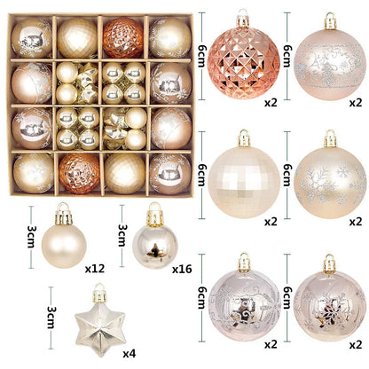 44Pcs Christmas Ball Ornament Set Xmas Tree Hanging Pendant Merry Christmas Decoration for Home Navidad New Year Party Gift