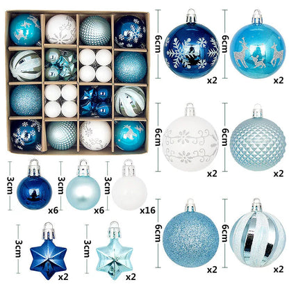 44Pcs Christmas Ball Ornament Set Xmas Tree Hanging Pendant Merry Christmas Decoration for Home Navidad New Year Party Gift F as picture