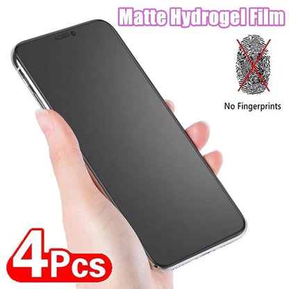 4Pcs Matte Hydrogel Film for iPhone 13 11 12 14 Pro Max Mini 15 Plus Frosted Screen Protector for iPhone 15 XR XS MAX Not-Glass 4Pcs Matte Hydrogel