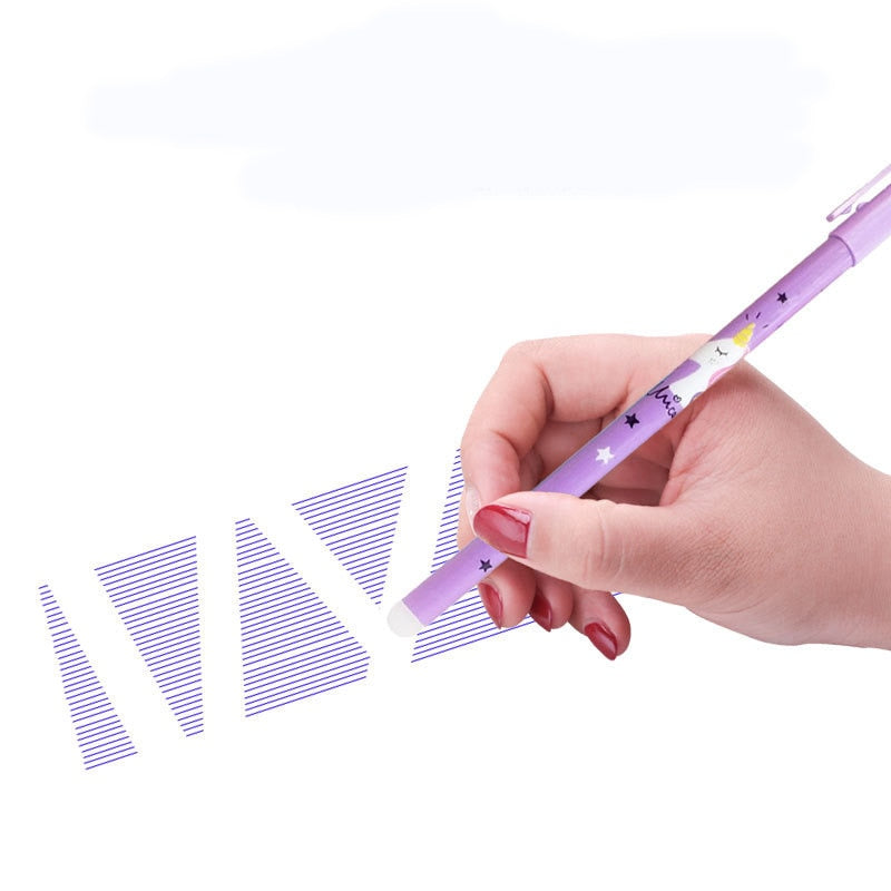 4Pcs/set Unicorn Erasable Gel Pen 0.5mm Kawaii Blue Black Ink Writing Pens Washable Handle for School Office Stationery Supplies