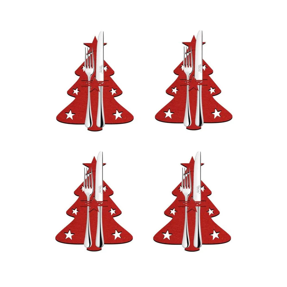 4pcs Christmas Tree Knife Fork Cutlery Holder Xmas Cutlery Bag Pocket Tableware Organizer Christmas Decoration For Home Table red christmas tree