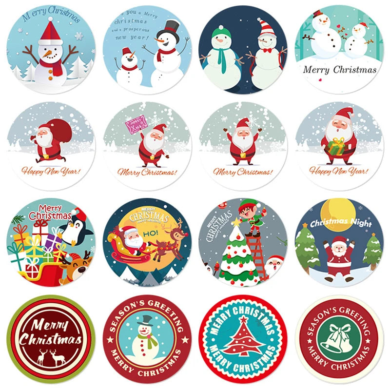 500pcs 1 Inch Merry Christmas Seal Labels Stickers For DIY Baking Gift Box Packaging Envelope Christmas Party New Year Ornaments