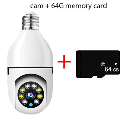 5G Bulb E27 Surveillance Camera Full Color Night Vision Automatic Human Tracking Zoom Indoor Security Monitor Wifi Camera Camera 64GB 1000TVL China
