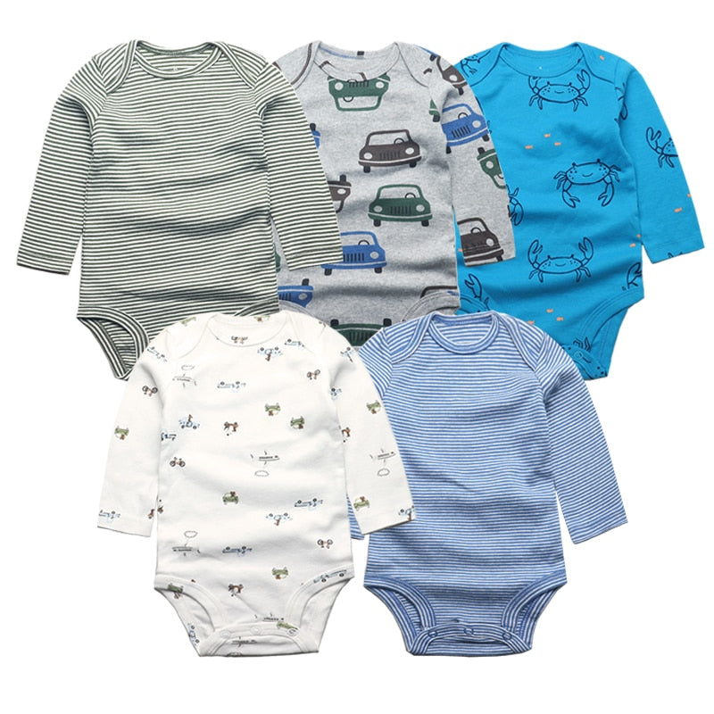 5Pcs/Lot Baby bodysuits High Quality Uniesx Newborn Baby Clothes 100% Cotton Baby Clothing set infant bebe Baby boy girl Clothes B