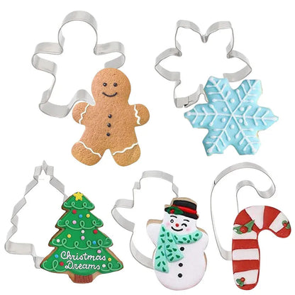 5Pcs/set Christmas Cookie Cutter Gingerbread Xmas Tree Mold Christmas Cake Decoration Tool Navidad Gift DIY Baking Biscuit Mould