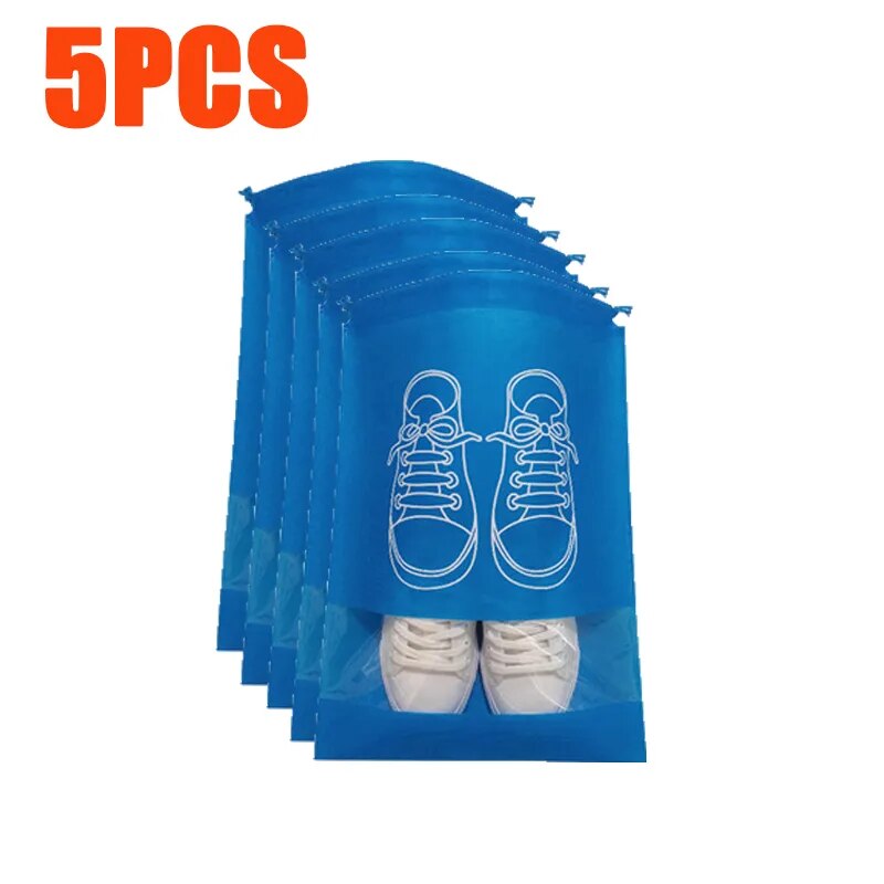 5pcs Portable Storage Bag Waterproof Shoes Storage Bag drawstring Shoes Clothing Classified Hanging Bags Home Closet Organizer 05
