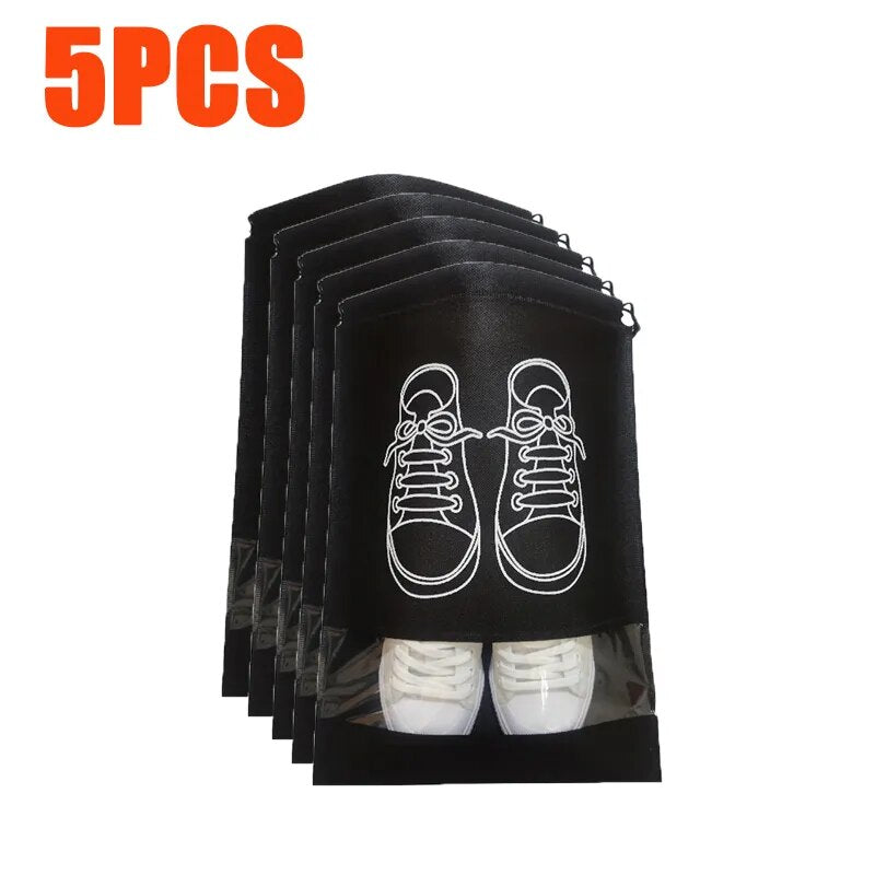 5pcs Portable Storage Bag Waterproof Shoes Storage Bag drawstring Shoes Clothing Classified Hanging Bags Home Closet Organizer 01