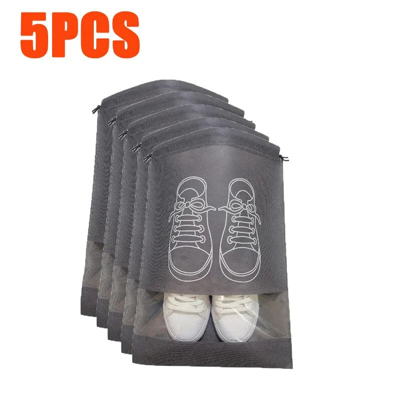 5pcs Portable Storage Bag Waterproof Shoes Storage Bag drawstring Shoes Clothing Classified Hanging Bags Home Closet Organizer 04