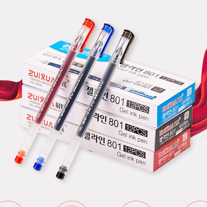 6 Pcs/Set 0.38mm Large-capacity Ink Diamond Tip Gel Pen Black/Blue/Red Refill Exam Signing Writing School Office Supplies