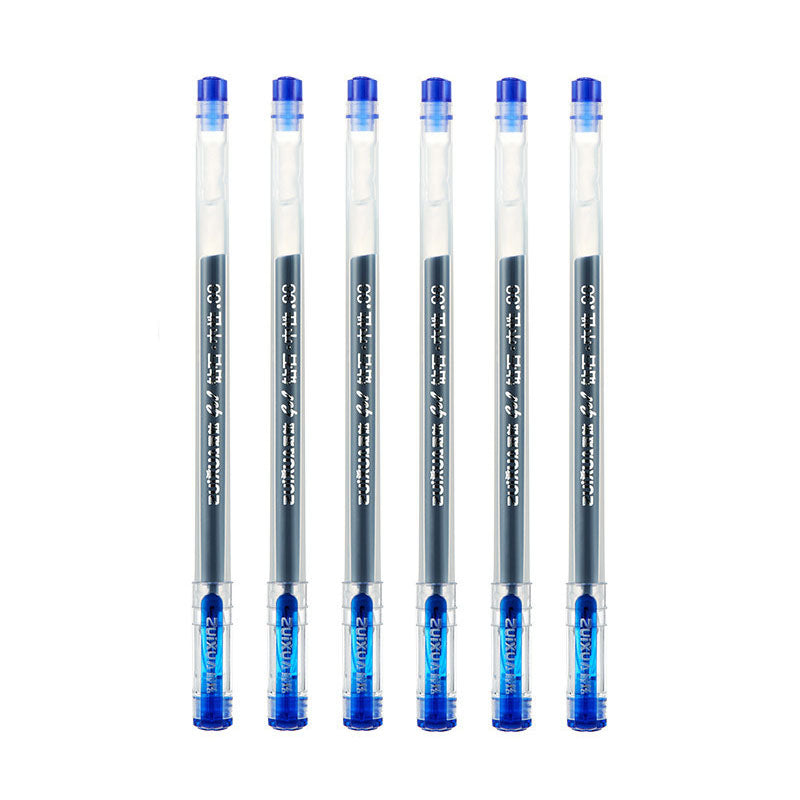 6 Pcs/Set 0.38mm Large-capacity Ink Diamond Tip Gel Pen Black/Blue/Red Refill Exam Signing Writing School Office Supplies