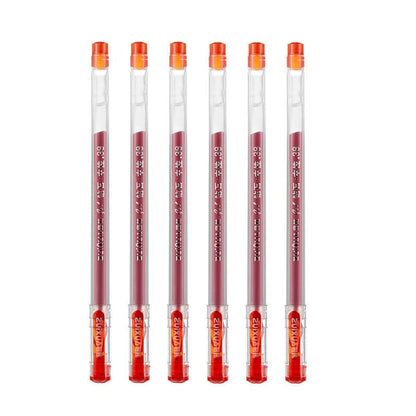 6 Pcs/Set 0.38mm Large-capacity Ink Diamond Tip Gel Pen Black/Blue/Red Refill Exam Signing Writing School Office Supplies 6 Pcs Red Set