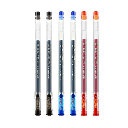 6 Pcs/Set 0.38mm Large-capacity Ink Diamond Tip Gel Pen Black/Blue/Red Refill Exam Signing Writing School Office Supplies